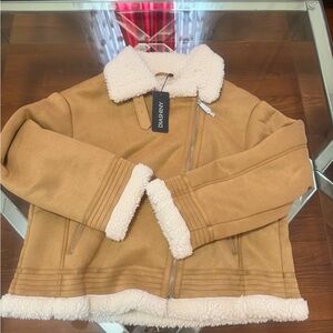 Tan Sherpa-Lined Jean Jacket